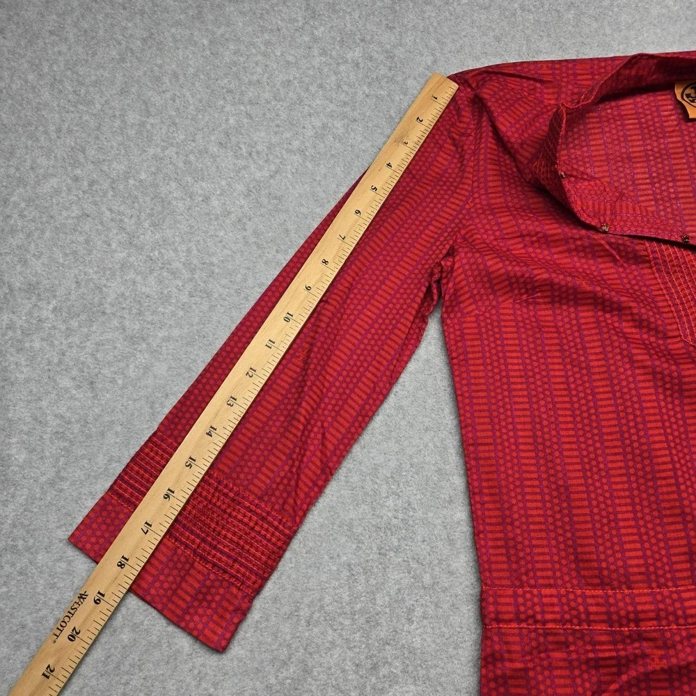 Tory Burch Dress Womens 2 Red Geometric Print Tunic Split Neck Waist Tie Boho‎